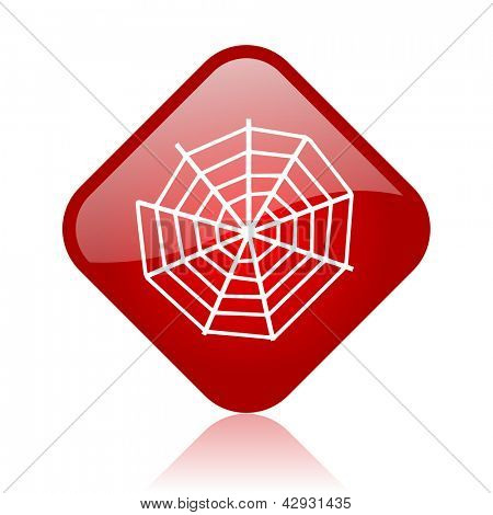 icono de Spider web Plaza roja brillante web