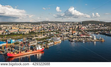 Aerial View Of Murmansk In The Summer. Murmansk Is The Worlds Largest City Located Beyond The Arctic