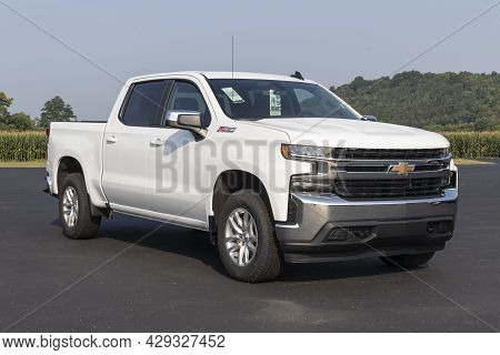 West Harrison - Circa August 2021: Chevrolet Silverado 1500 Display. Chevy Is A Division Of Gm And O