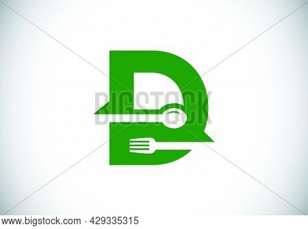 Initial D Monogram Alphabet With A Fork, Spoon. Font Emblem. Modern Vector Logo For Cafe, Restaurant