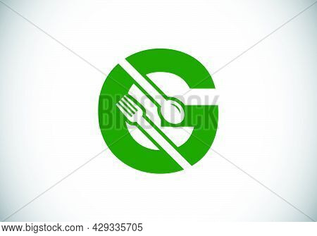 Initial G Monogram Alphabet With A Fork, Spoon. Font Emblem. Modern Vector Logo For Cafe, Restaurant