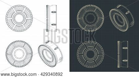 Jet Engine Intake Casing Blueprints