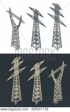Power Poles Isometric Blueprints