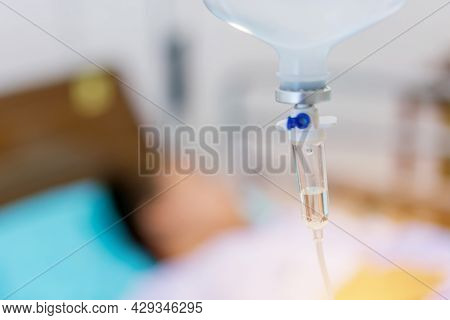 Normal Saline Solution Or Sodium Chloride With Infusion Bottle Drip For Patient In Hospital
