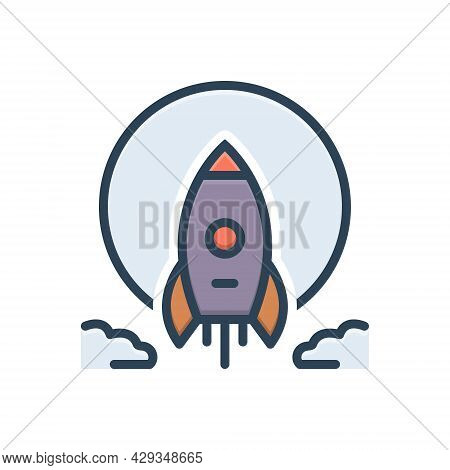 Color Illustration Icon For Moonshot Launch Rocket Start Begin Startup Technology