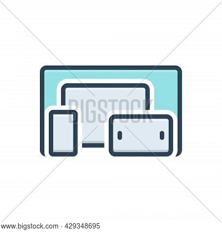 Color Illustration Icon For Multiplatform Devices Electronic  Technology Responsive