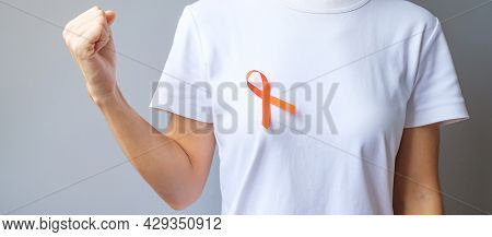 Orange Ribbon For Leukemia, Kidney Cancer Day, World Multiple Sclerosis, Crps, Self Injury Awareness