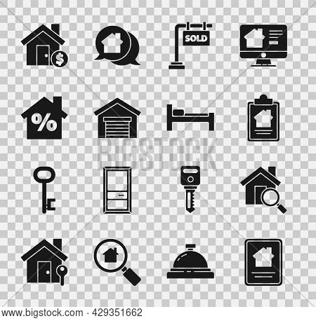 Set Online Real Estate House, Search, House Contract, Hanging Sign With Sold, Garage, Percant Discou