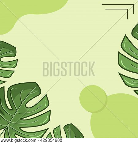 Vector Illustration Of Green Leaves Background. Green Leaves Pattern. Aesthetic Background. Soft Gre