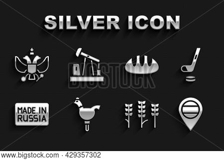 Set Cockerel Lollipop, Ice Hockey Stick And Puck, Location Russia, Wheat, Made In, Bread Loaf, Natio