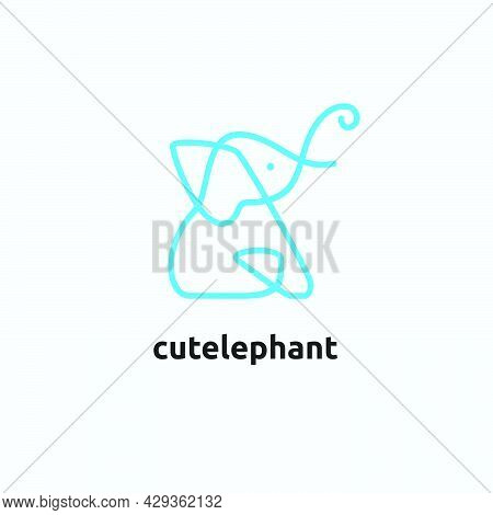 Cute Elephant One Line Vector Logo Inspirations For Baby Shop, Clothing Or Baby Equipment