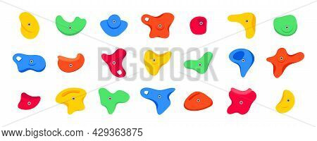 Set Of Climbing Grips Or Holds In The Gym Bouldering Training Flat Style Design Vector Illustration 