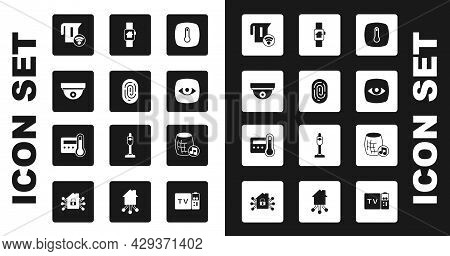 Set Thermostat, Fingerprint, Motion Sensor, Smart Electric Kettle, Security Camera, Home With Smart 