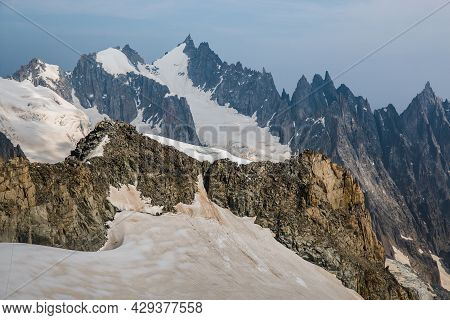 View Of The Glacier Of Monte Bianco From Punta Helbronner In France, Europe