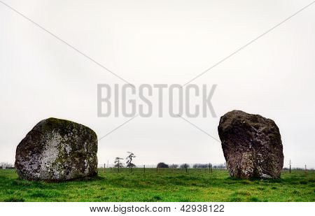 Dva rhyolite balvany Long Meg Stone Circle