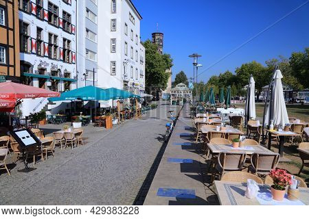 Cologne, Germany - September 22, 2020: Architecture Of Frankenwerft Embankment In Cologne, Germany. 