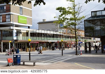 Corby, Uk - August 01, 2021 - Outdoor Street, Shopping Centre. English City