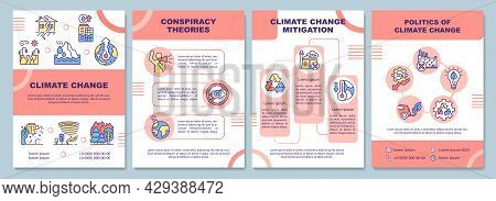 Climate Change Brochure Template. Conspiracy Theory And Mitigation. Flyer, Booklet, Leaflet Print, C