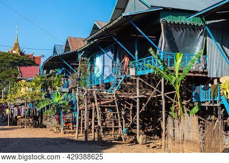 Kampong Phluk, Cambodia - June 07, 2019: Floating Village On Tonle Sap Lake Near Siem Reap, Cambodia
