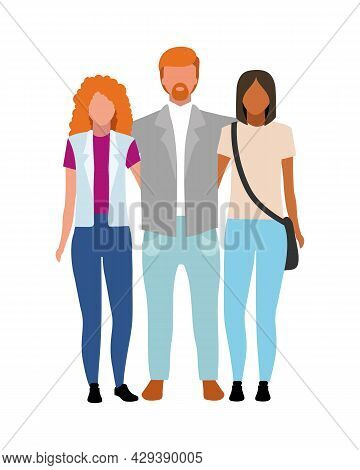 Hosting Foreign Exchange Student Semi Flat Color Vector Characters. Full Body People On White. Livin