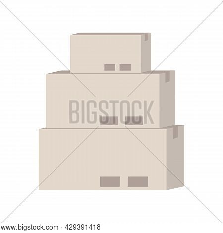 Cardboard Boxes For Delivery Semi Flat Color Vector Object. Full Sized Item On White. Large Cartons 