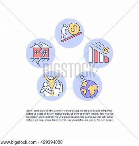 Crisis Denial Concept Line Icons With Text. Ppt Page Vector Template With Copy Space. Brochure, Maga