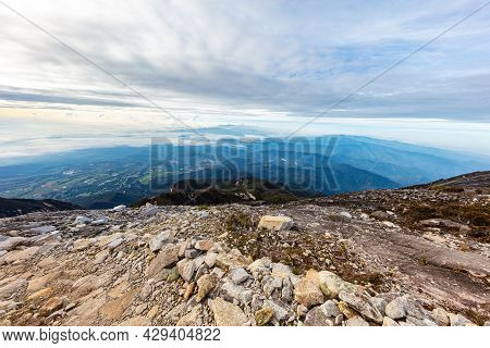 At The Peak Of Mount Kinabalu, Sabah, Borneo, Malaysia. The Mt Kinabalu Is  With 4095 Meter Above Se