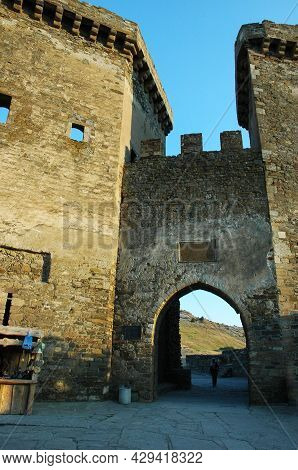 Arch In The Tower Of The Genoese Fortress Sudak, Crimea. The Genoese Fortress Of The 14th Century Is
