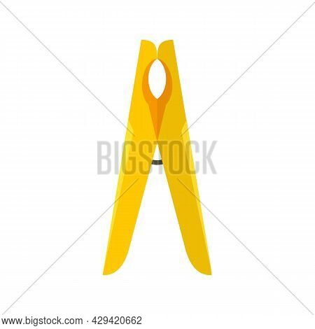Clamp Clothes Pin Icon. Flat Illustration Of Clamp Clothes Pin Vector Icon Isolated On White Backgro