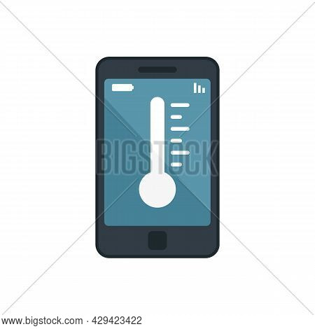 Smartphone Temperature Control Icon. Flat Illustration Of Smartphone Temperature Control Vector Icon