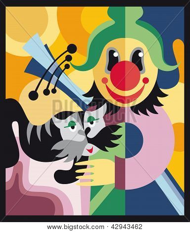 Klovn og katten i cirkus