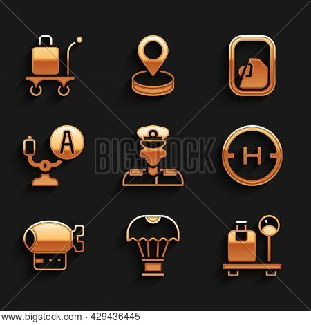 Set Pilot, Box Flying On Parachute, Scale With Suitcase, Helicopter Landing Pad, Airship, Aircraft S