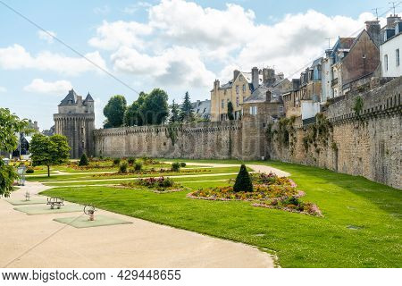 Vannes Coastal Medieval Town, The Beautiful Gardens Of The Remparts Garden, Morbihan Department, Bri