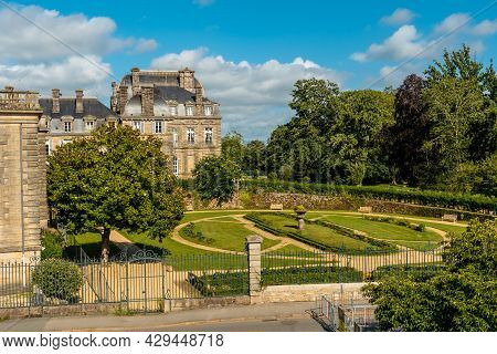 Vannes Medieval Coastal Town, The Beautiful Gardens Of The Remparts Garden And Prefecture Du Morbiha