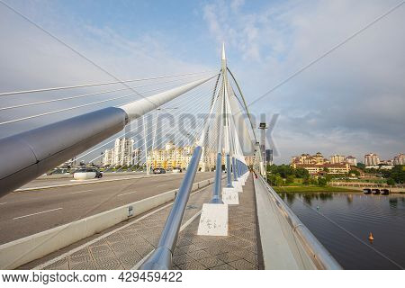 Putrajaya, Malaysia - December 20, 2020: Seri Wawasan Bridge. A Panorama View On One Of The Most Pop