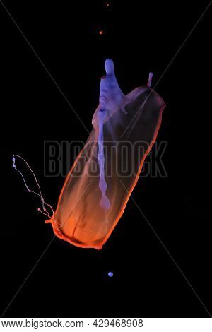 Orange And Blue Splash On Black Background To Layer, Composite And Blend With Your Own Product Image
