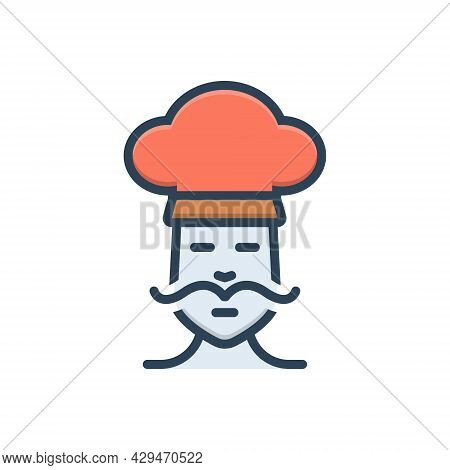 Color Illustration Icon For Chef Masterchief Cook Baker Cooking Person Professional Occupation Male