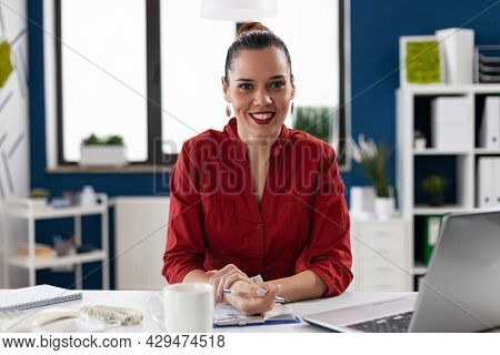 Portrait Of Cheerful Happy Excited Business Leadership Smiling Looking At Camera. Entrepreneur With 