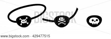 Pirate Eye Patch Icon Sign Flat Style Design Vector Illustration Isolated On White Background. Black