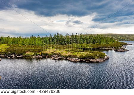 Aerial View Of Island In Lough Craghy, Tully Lake - Part Of The Dungloe Systen