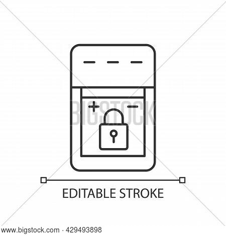 Non-replaceable Battery Linear Manual Label Icon. Non-removable Unit. Thin Line Customizable Illustr