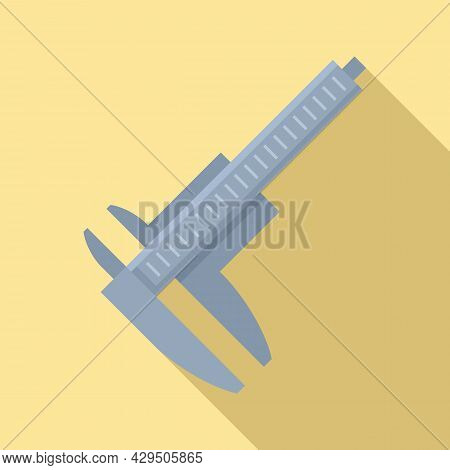Precision Caliper Icon Flat Vector. Calliper Vernier. Micrometer Measure