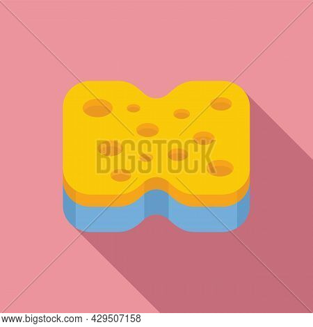 Dish Sponge Icon Flat Vector. Clean Wash. Scrub Cleaner