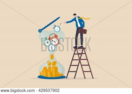 Time Is Money, Long Term Investment Return, Retirement Pension Fund Concept, Smart Businessman Inves