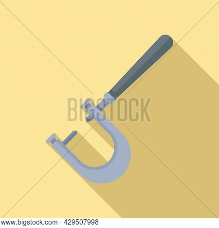 Engineer Micrometer Icon Flat Vector. Vernier Caliper. Precision Micrometer