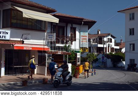 Architecture of the houses in Akyaka slow city in Turkey.August 1,2021. Mugla,Turkey