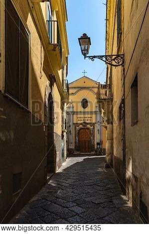 Sorrento, Italy - August 26 2020: Street View To Chiesa Dei Santissimi Angeli Custodi