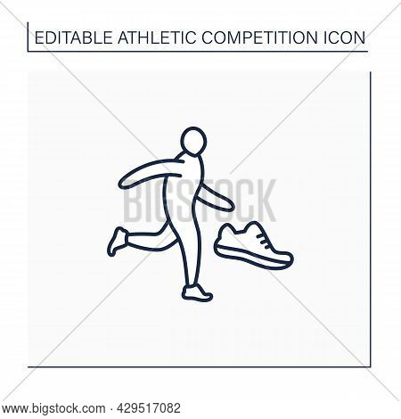 Running Line Icon. Physical Exercise. Person Run Marathons. Individual Sport. Athletic Competition C