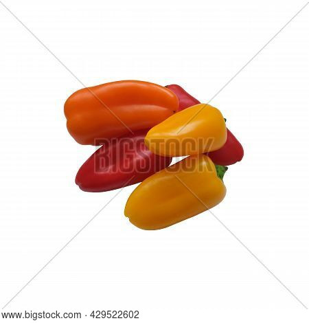 Orange Sweet Pepper Heap Close-up, Fresh Organic Vegetable, Decor Element For Any Design