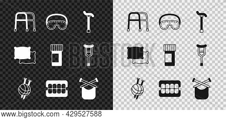 Set Walker, Eye Sleep Mask, Walking Stick Cane, Yarn Ball With Knitting Needles, False Jaw, Knitting